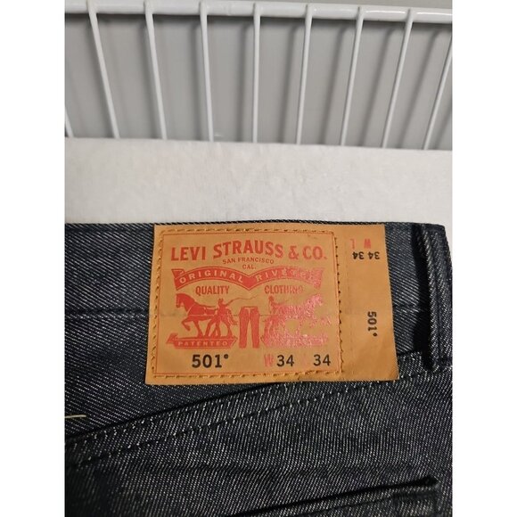 Vintage Levis 501 Jeans Mens 34x34 Black Gray Wash Button Fly Made in USA Denim - Picture 2 of 6